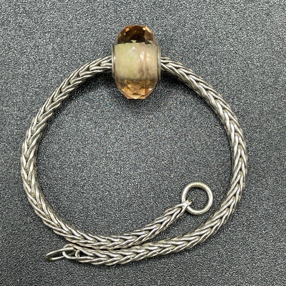 Artisan Engraved Faceted Hydroquartz Bead with Sterling Core - Fits Trollbeads - Picture 2 of 3